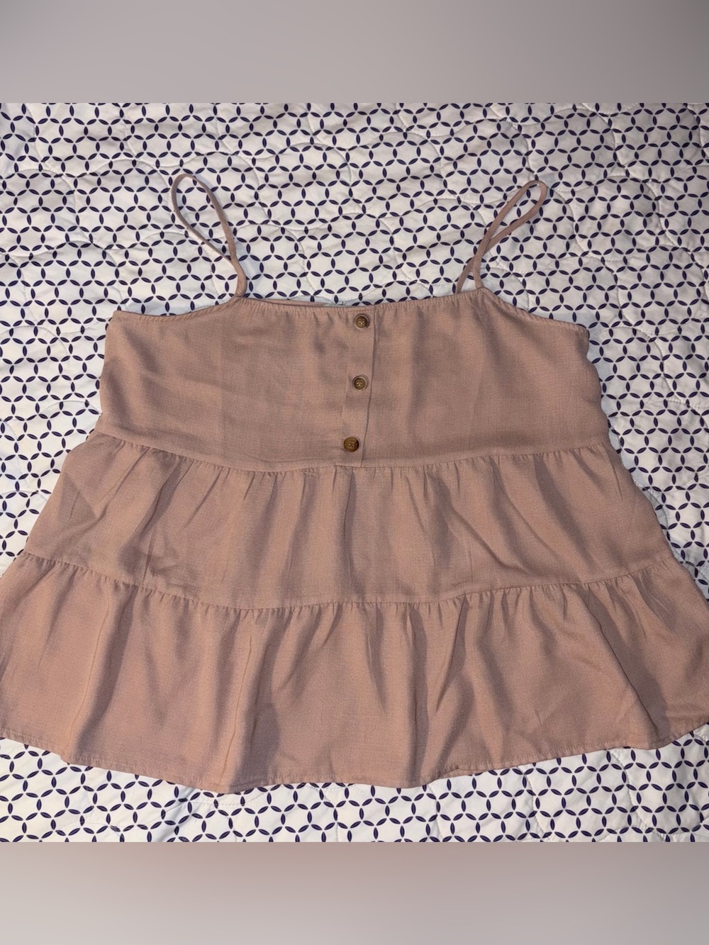 Paper Crane Tiered Ruffle Cami Top Mauve/Taupe Large